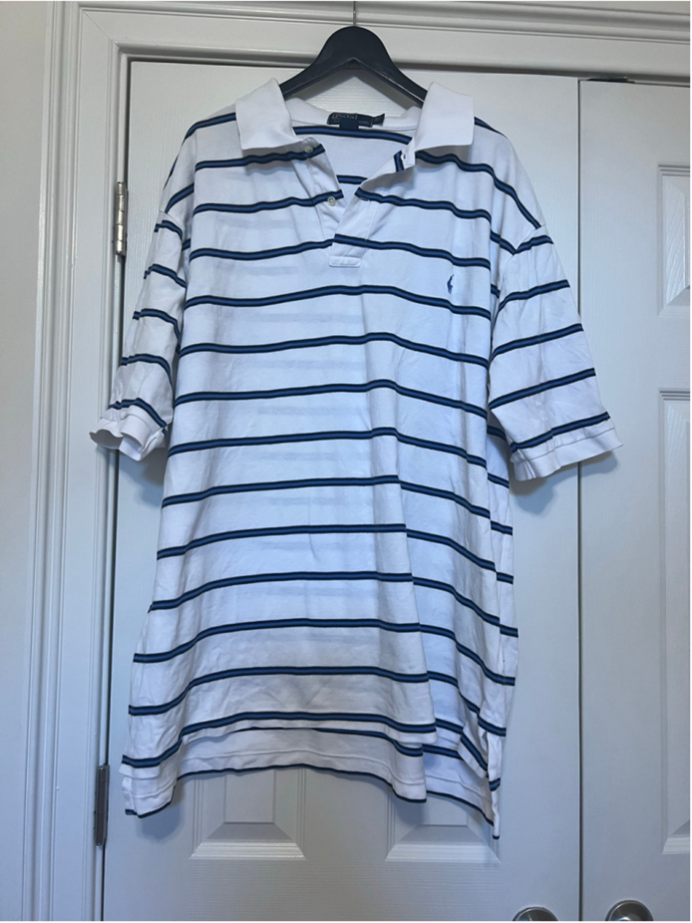 Men's Polo by Ralph Lauren Striped Polo Shirt White Blue 3XLT